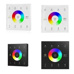 4 Zones 5 IN 1 Wall Touch Panel DMX Master Controller 110-220VAC 2.4G RF Glass Dimmer For Single color/CCT/RGB/RGBW/RGB+CCT Tape