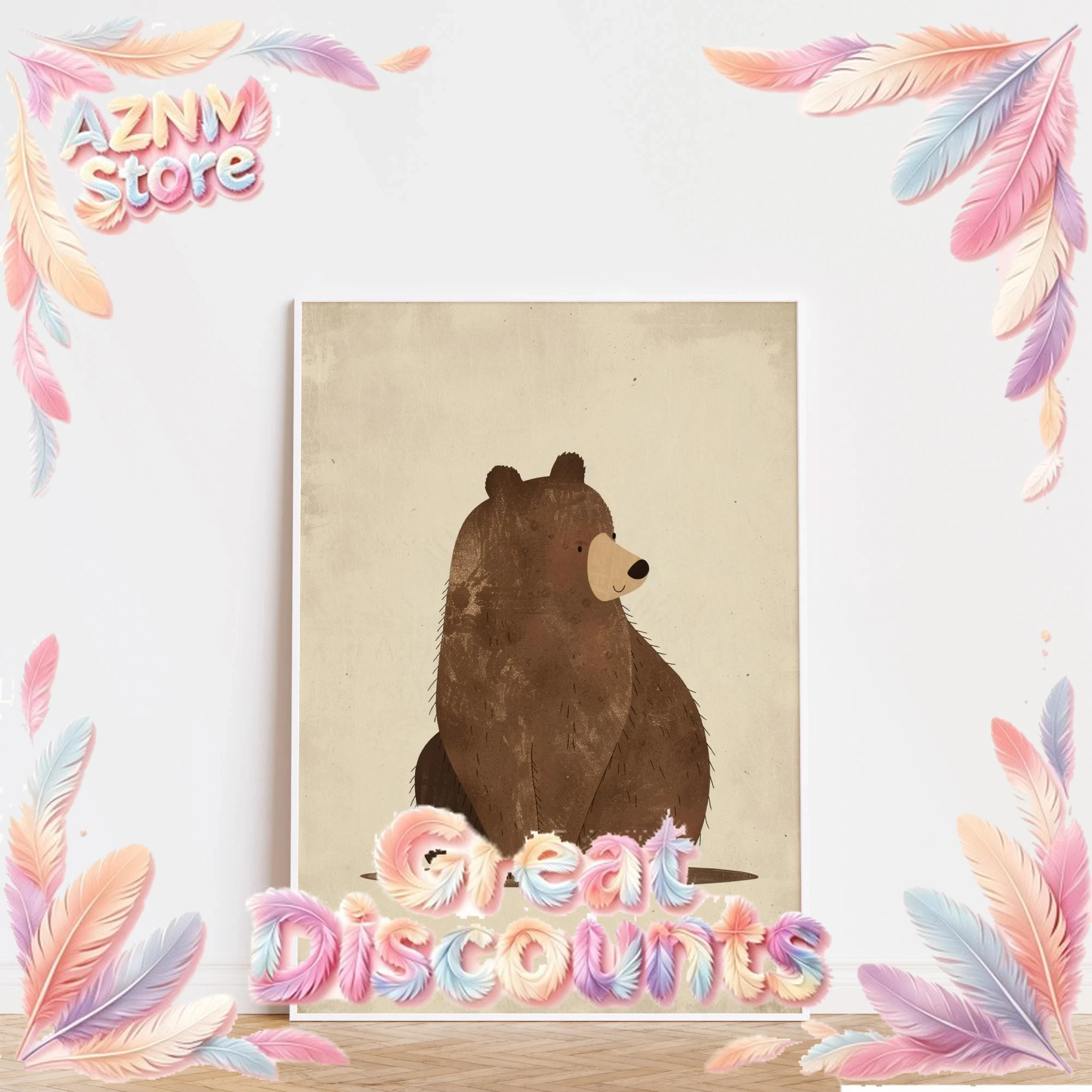 (1pc frameless)1pc Minimalist Animal Aesthetics Poster Cute Funny Forest Animals Wall Art Parenting Kids Room Baby Room Home