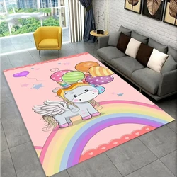 Cartoon Unicorn Rainbow Carpet Kids Girls Bedroom Decoration Area Rug Lovely Fantasy Animal Floor Mat Home Living Room Doormat