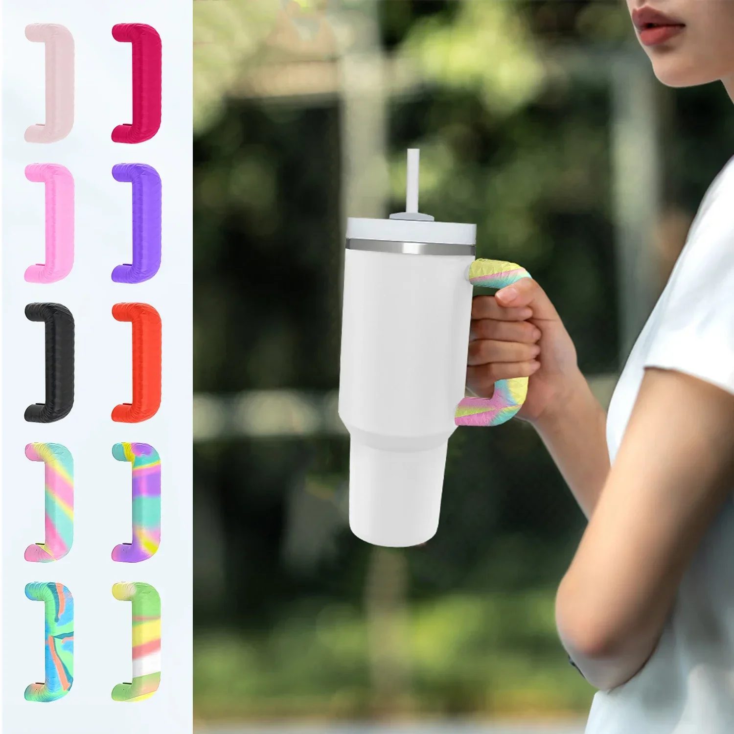 For Stanley 40OZ Water Cup Non-Slip Handle Protective Cover Non-slip Handle Protector Stopper Insulated Cup Silicone Accessories