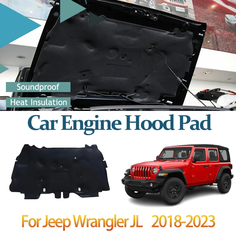 Car Front Engine Hood Mat For Jeep Wrangler JL Accessories 2018-2023 2021 2019 Soundproof Hood Engine Insulation Pads Auto parts