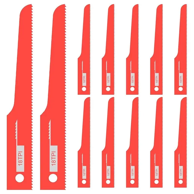 

【KITS】For Standard 1/2" Shank Air Reciprocating Saw Blades(12Pcs), 18TPI Air Bi-Metal Hacksaw Replacement Parts