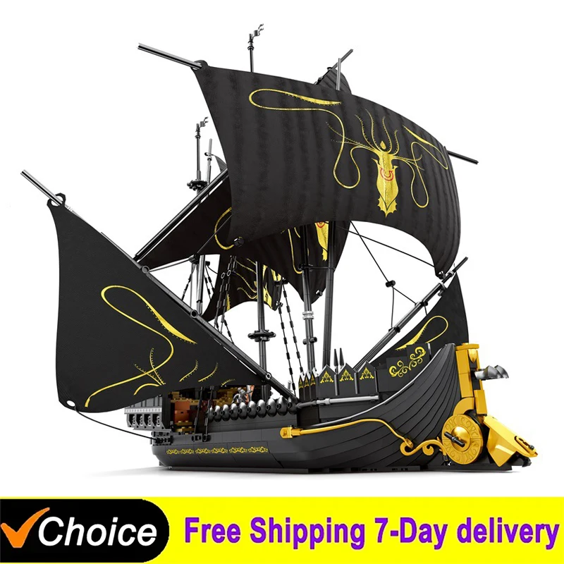 

New 1421Pcs Pirate Ship Building Bricks Assembly MOC Blocks Toys The Silence Boat Model Creative Collection Educational For Gift