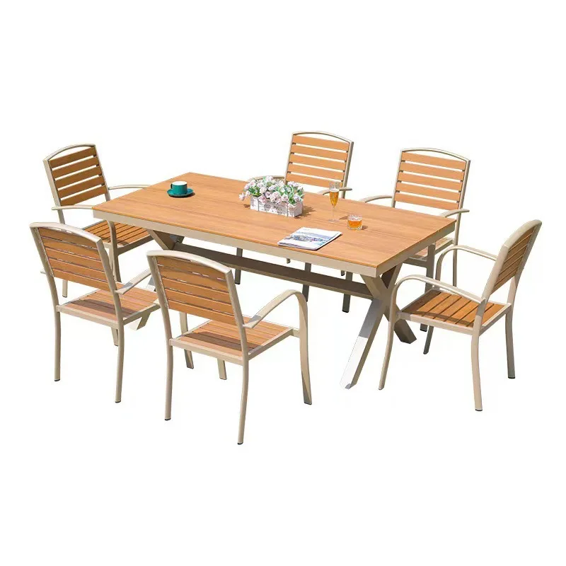 

Outdoor milk tea coffee tables and chairs Outdoor open-air courtyard Villa Garden balcony Wooden tables and chairs