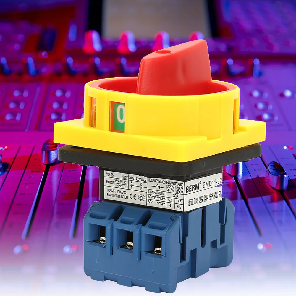 Image of 25A/32A Lastschutzschalter 3-poliger 2-Positionen-Drehnock On Off Power Load Leistungsschalter 32A