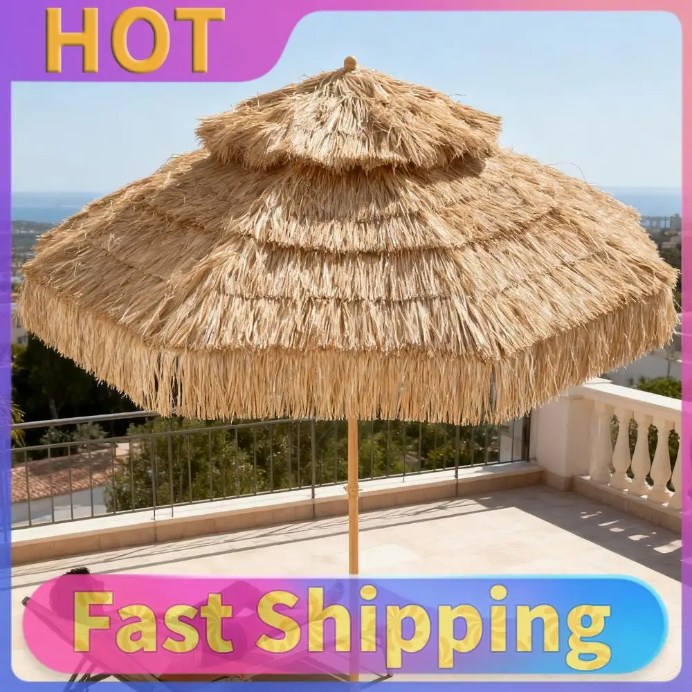 

Зонт-парасоль в гавайском стиле Тики, 9 футов, с 8 спицами, для улицы, с соломенной крышей, защита от УФ-излучения UPF 50+, для рынков, террас, ресторанов