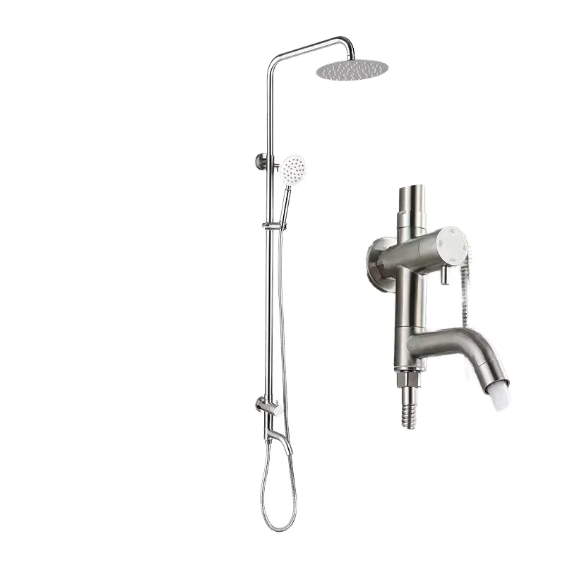 

304 Stainless Steel Contemporary Single Handle Bathroom Faucet Taps Wall-Mounted Rainfall Shower Set Soft Massage for Apartments