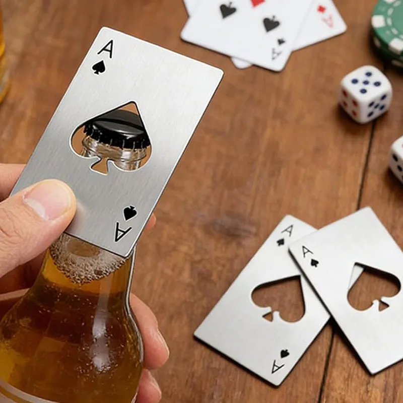

1pcs Playing Card Bottle Opener Ace of Spades Home Stainless Steel Wine Bottle Cap Bottle Opener Credit Card Size Bar Party Tool