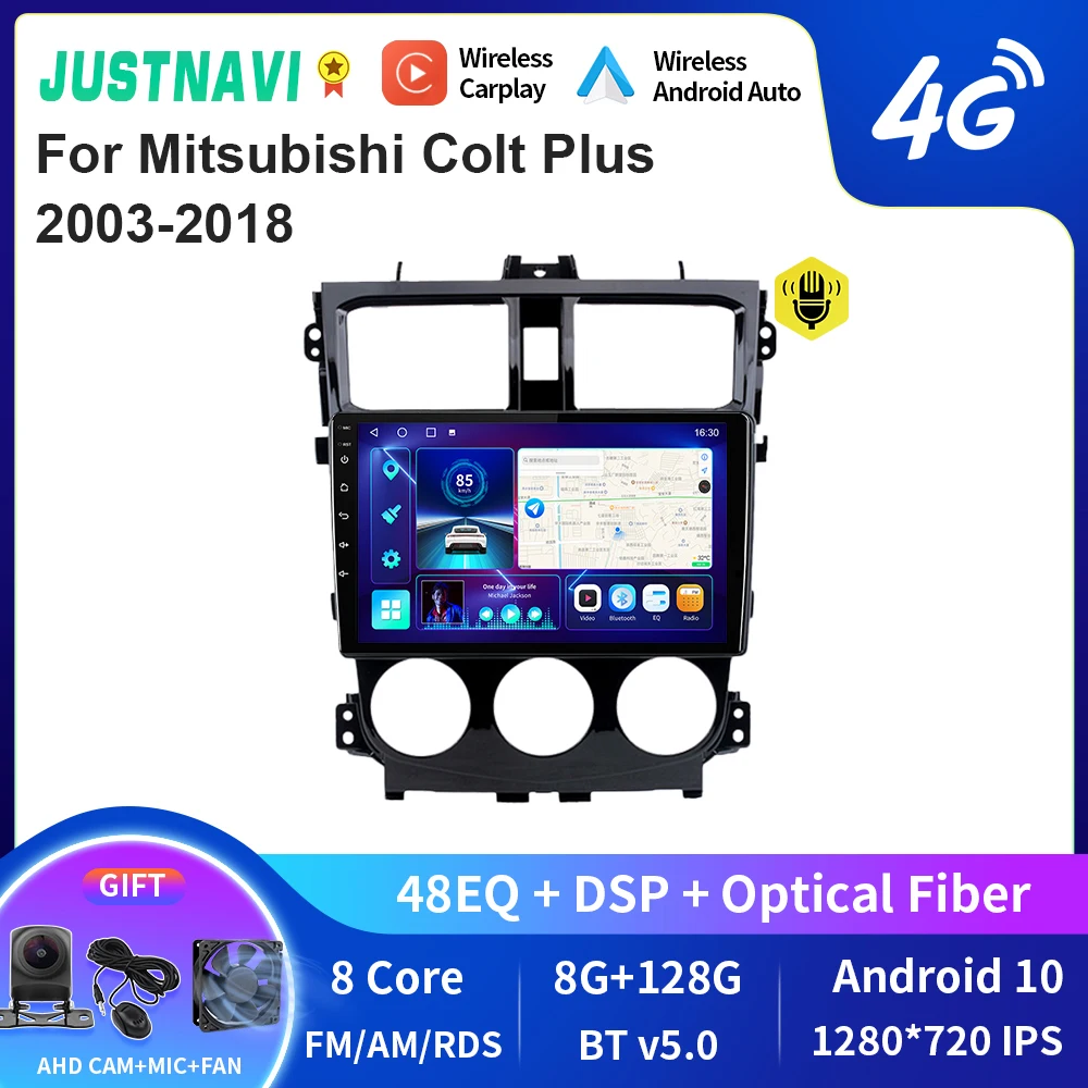 

JUSTNAVI QT10 беспроводной CarPlay Android Авторадио для Mitsubishi Colt Plus 2003-2018 стерео автомобильный мультимедийный видеоплеер GPS DVD