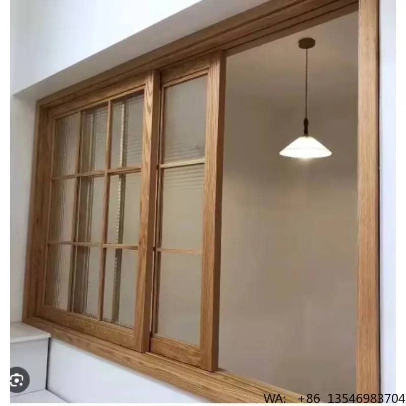 

Modern Minimalist Large Wooden Window Frames Latest Wood Grain Grill Design for Villa Kitchen Hotel Sash Windows