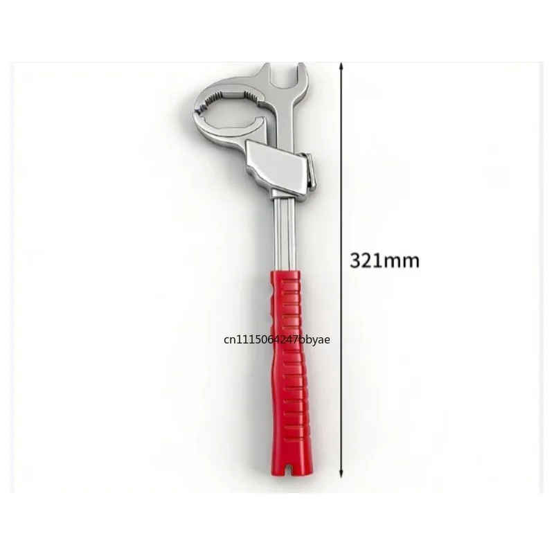Multifunctional Large Opening Aluminum Alloy Wrench, Adjustable Tool for Bathroom Sink Disassembly & Assembly