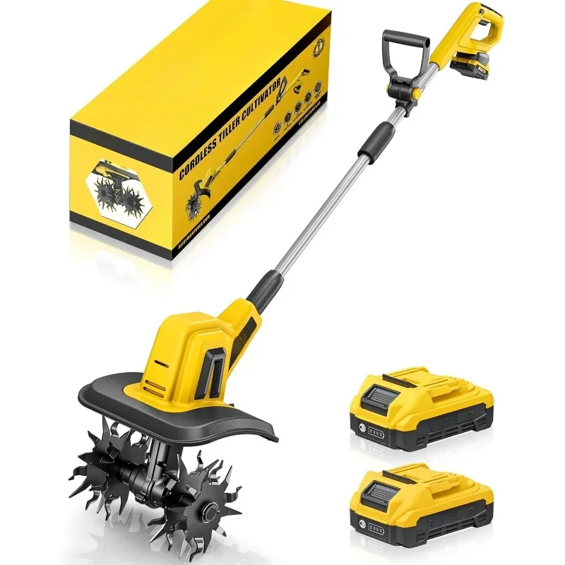 

Беспроводной культиватор-культиватор 20 В, электрический садовый культиватор на 360 об/мин, с аккумуляторами 2*2,0 Ач и зарядным устройством, ширина пробокания 9 дюймов.