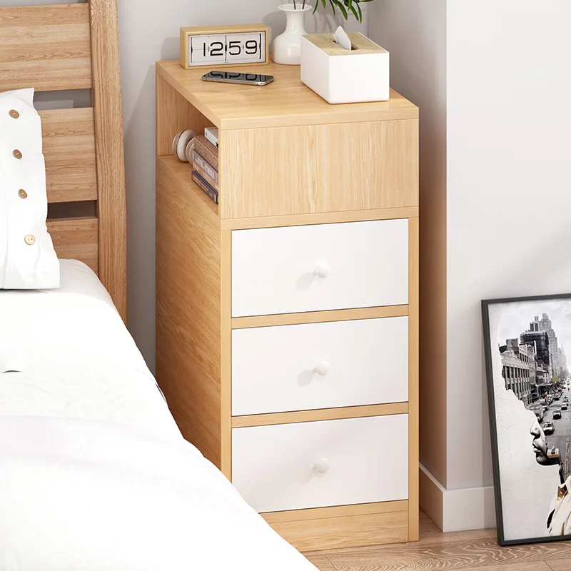

Ul bedside table, simple modern bedroom, household storage, extremely narrow bedside storage, simple shelf between cracks