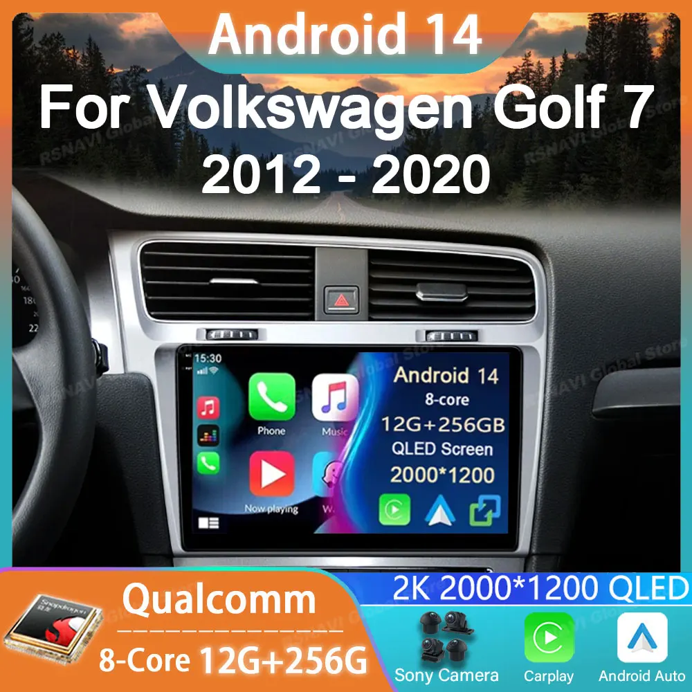 

Автомобильный радиоприемник Android 14 для Volkswagen VW Golf 7 2013 - 2020 MK7 LHD GPS Carplay мультимедийный плеер навигация DSP BT No 2din стерео