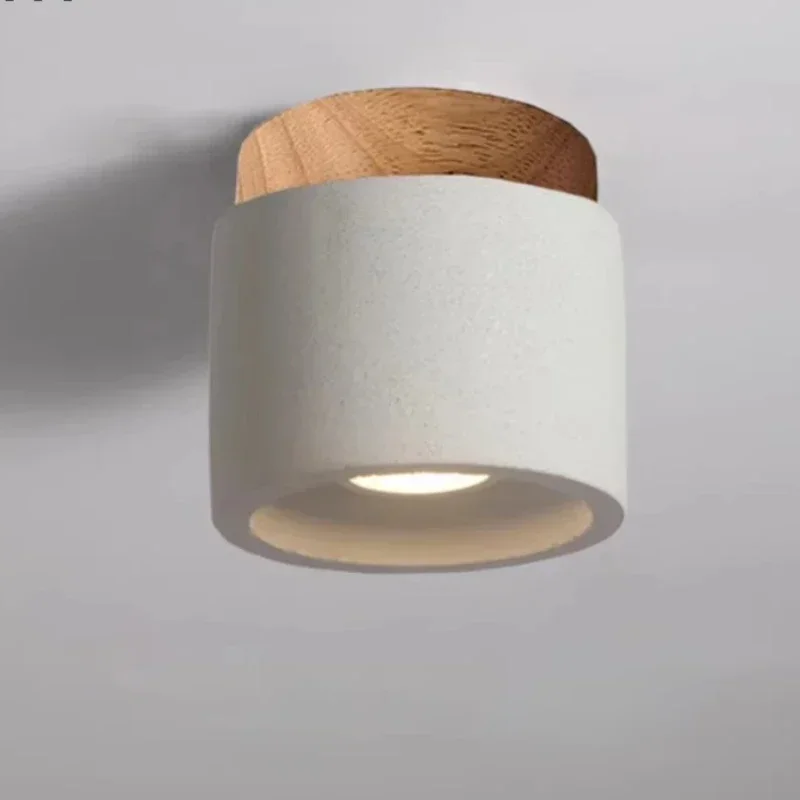 LED Ceiling Lamp Cement Minimalist Industrial Home Decoration Log Wood Stone Surface Mounted Spotlight Round  110V 220V