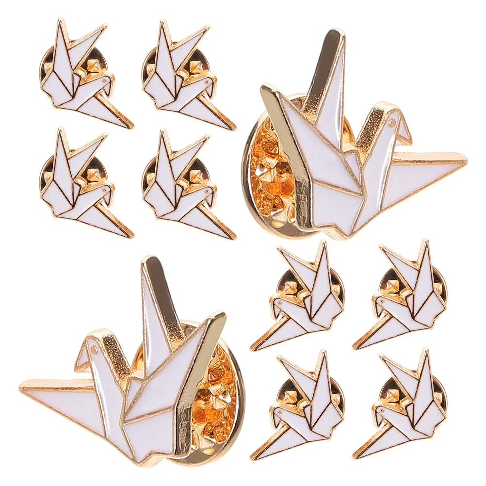 

10Pcs Origami Crane Brooch Pins Creative Cute Cartoon Metal Badge for Women Lapel Pin Fashion Jewelry Accessory