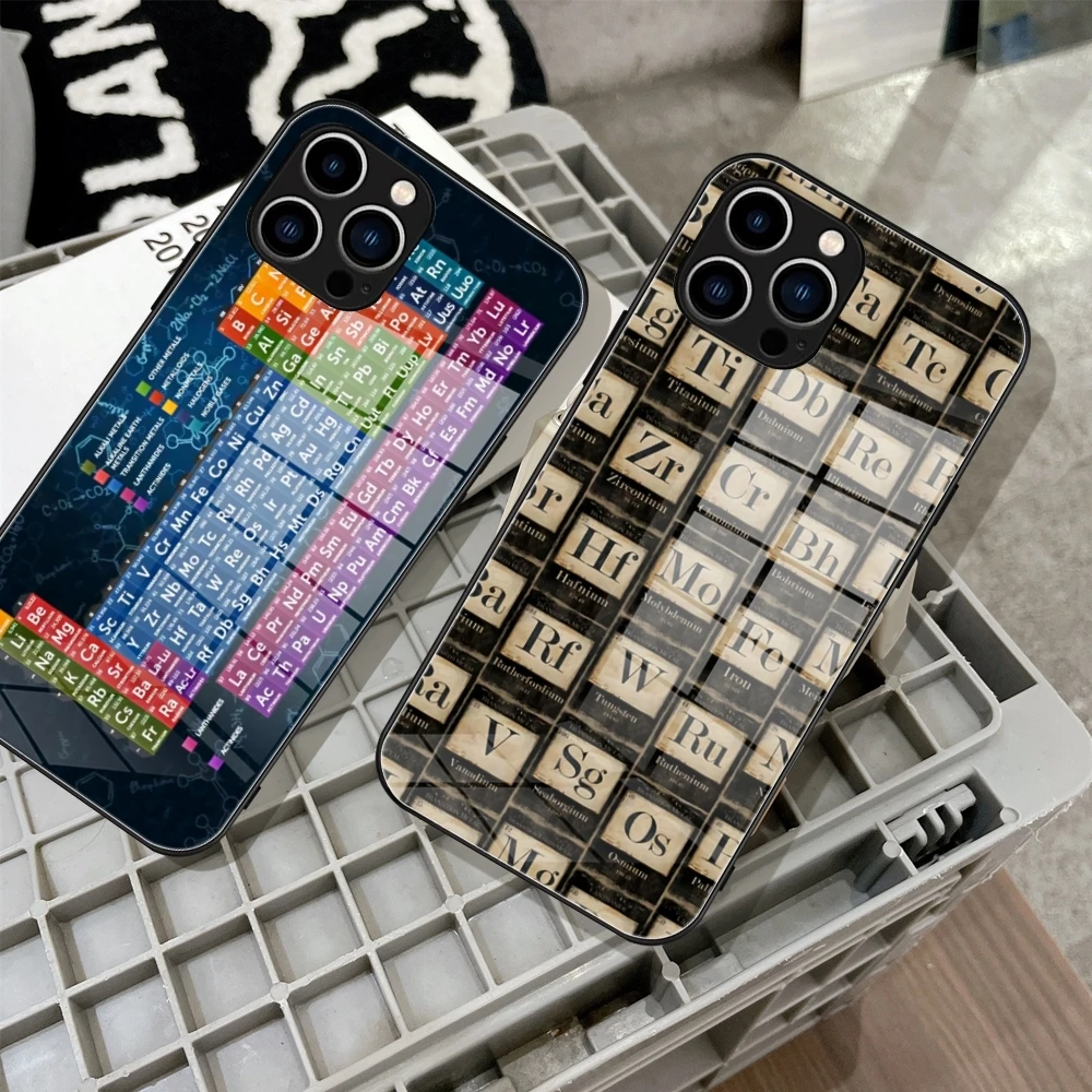 Periodic table of elements Phone Case Tempered Glass For IPhone 15 14 11 12 Pro 8 7 14 15 Plus 13 14 Pro MAX XR Covers