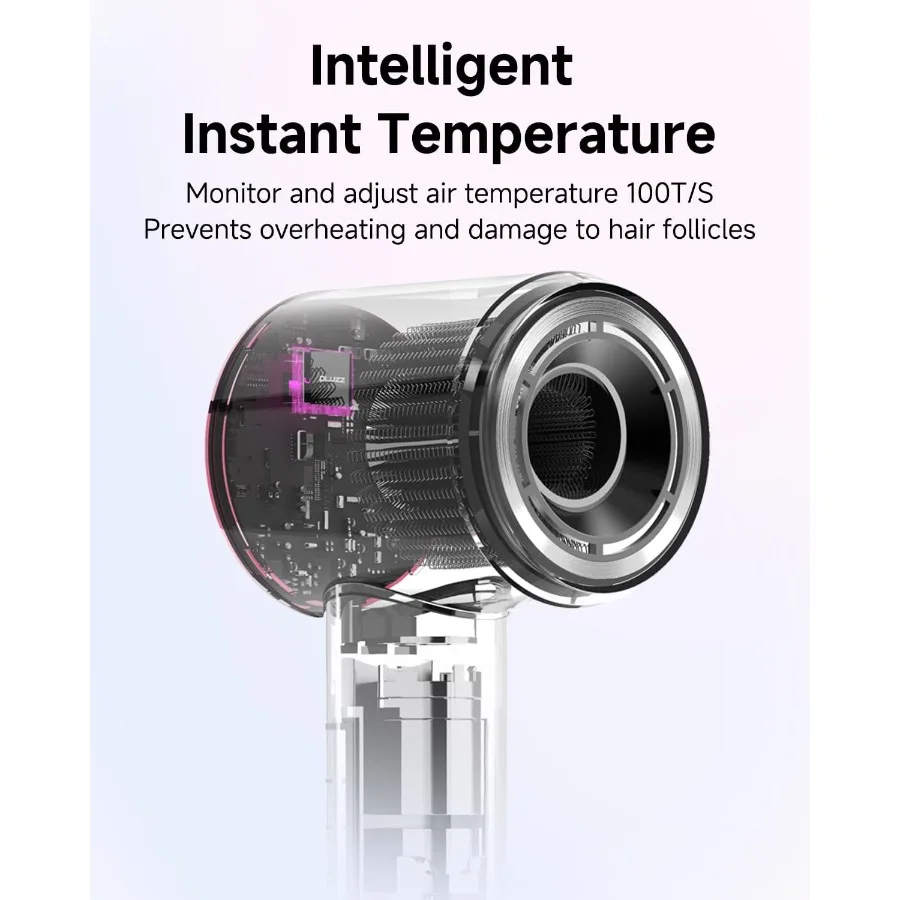 مجفف شعر مع مشط ومرفق ناشر للشعر المجعد 200 متر فرشاة مجفف للنفخ الأيونية السالبة محرك عالي السرعة بدون فرش هاي #6