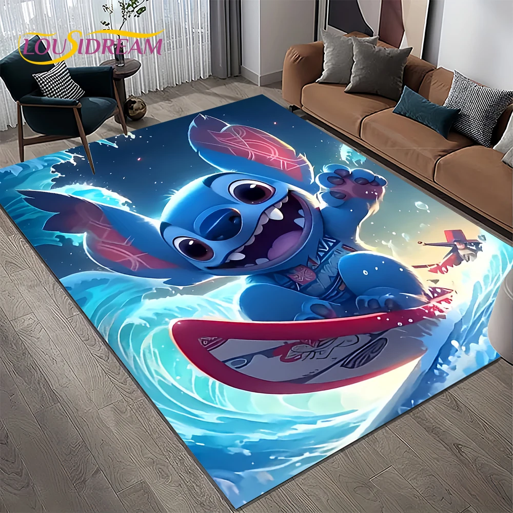 3D Kawaii Stitch Cartoon Personality Rug Carpet for Living Room Bedroom Home Decor,kid Non-slip Decoration for Sofa Doormat Gift