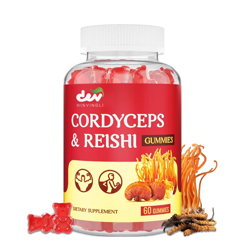 

Mushroom gummies, cordyceps mushroom supplements, containing green tea extract, supporting athletic performance