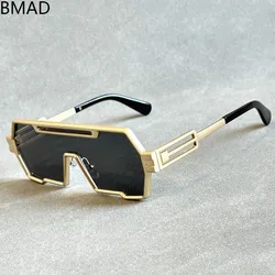 2024 Vintage Oversized Sunglasses For Men One-Pieces Punk Glasses Fashion Oculos Sunglasses Gafas De Sol Hombre Steampunk Lentes
