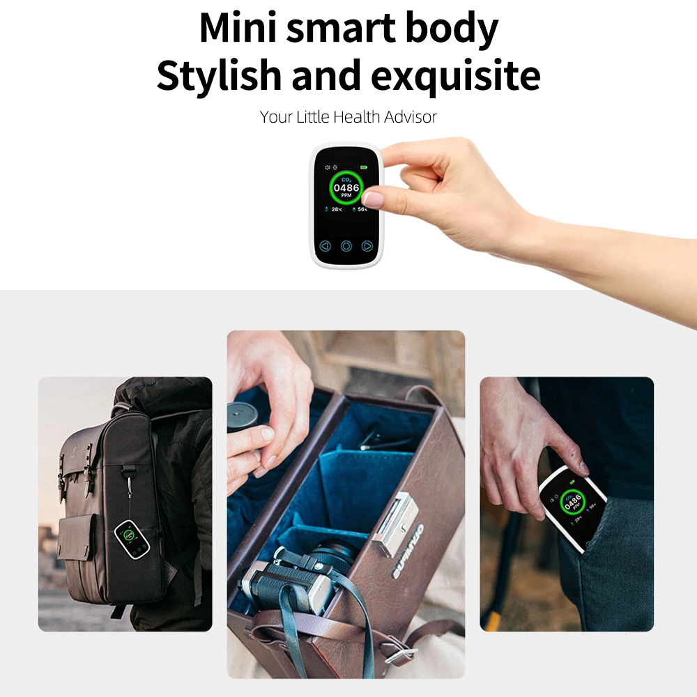 LCD Digital Carbon Dioxide Detector Mini 3 in 1 Air Quality Tester Multifunction CO2 Gas Thermometer Hygrometer NDIR Sensor