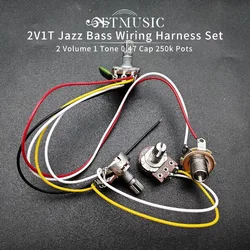 2V1T Jazz Bass Wiring Harness 2 Volume 1 Tone .047 Cap 250k Pots Set