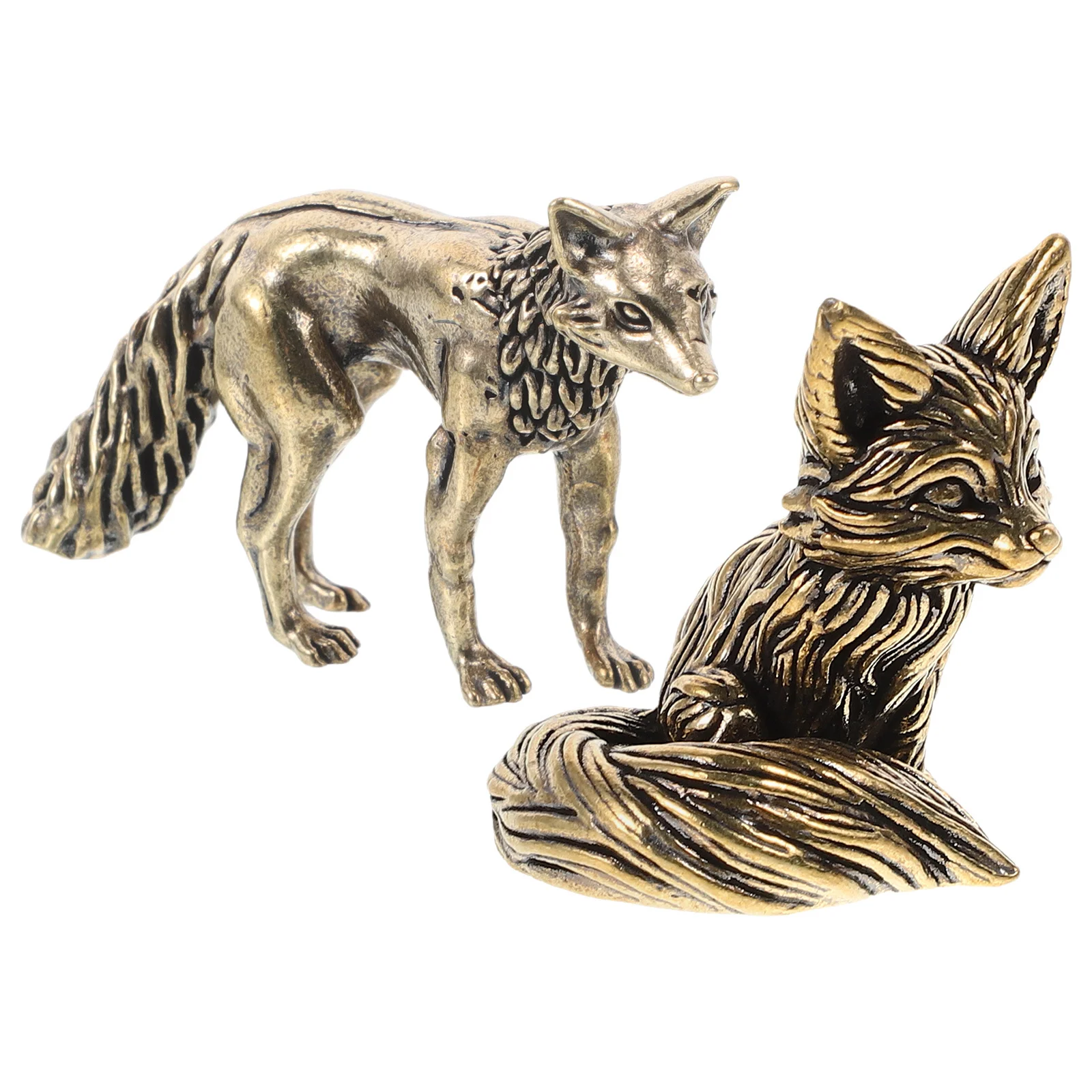 

2Pcs Mini Brass Animal Statue: Solid Sculpture for Table Cabinet Shelf Display Vintage Desktop Ornament Home Office