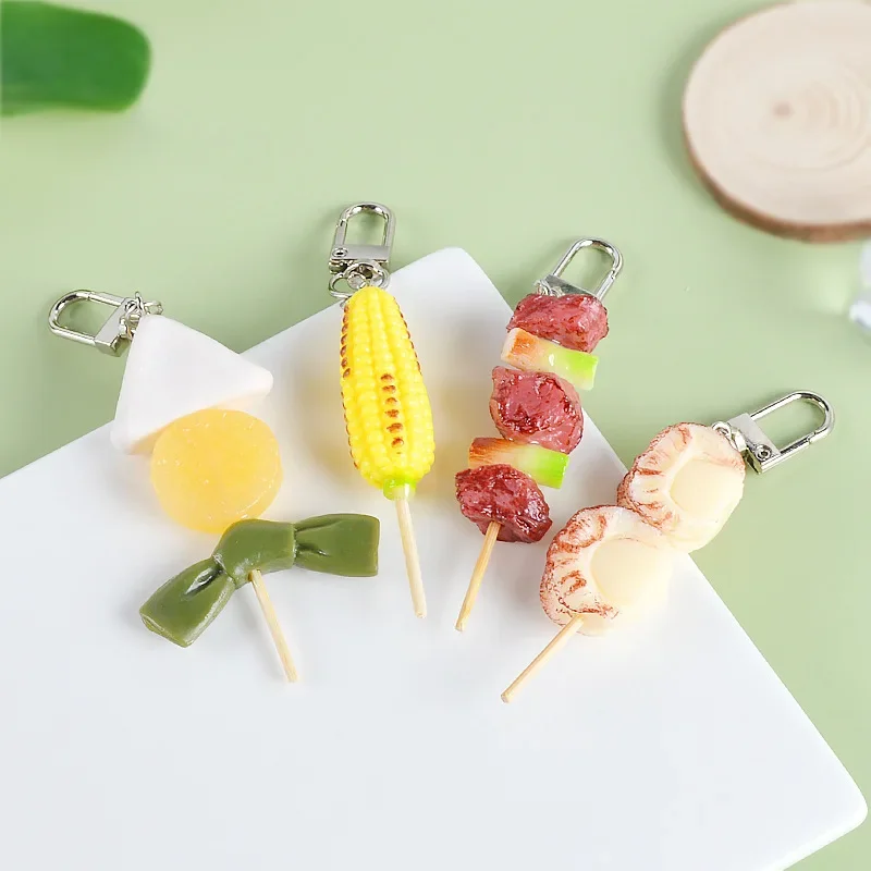 New Simulation Barbecue Keychain Creative PVC Soft Glue Kanto Cooking Photography Model Car Bag Cute Pendant Gift Trinkets Women