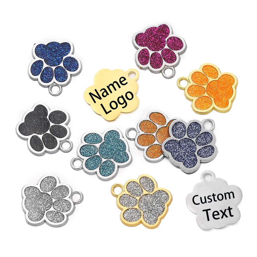 

1Pc Alloy Dog Paw Charm Pendants Custom Laser Engrave Name Logo Personalized with Any Words for DIY Necklace Keychain Pendant
