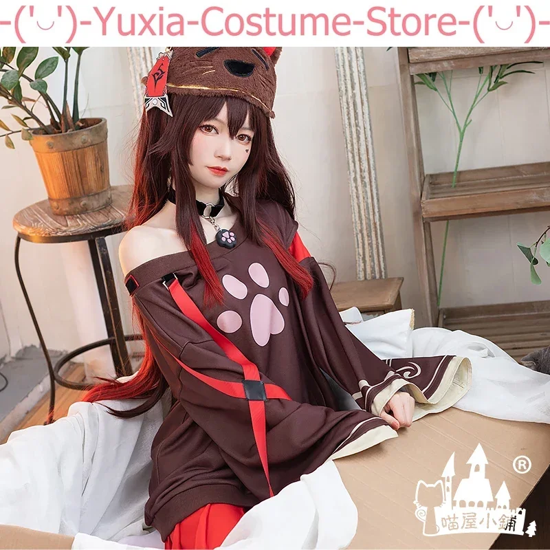 

Anime! Genshin Impact Hu Tao Game Suit Black Cat Housecoat Lovely Uniform Cosplay Costume Halloween Party Outfit Women