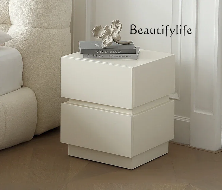 

N Bedside Table Modern Minimalist Storage Cabinet Light French Cream Style Bedroom Bedside Cabinet