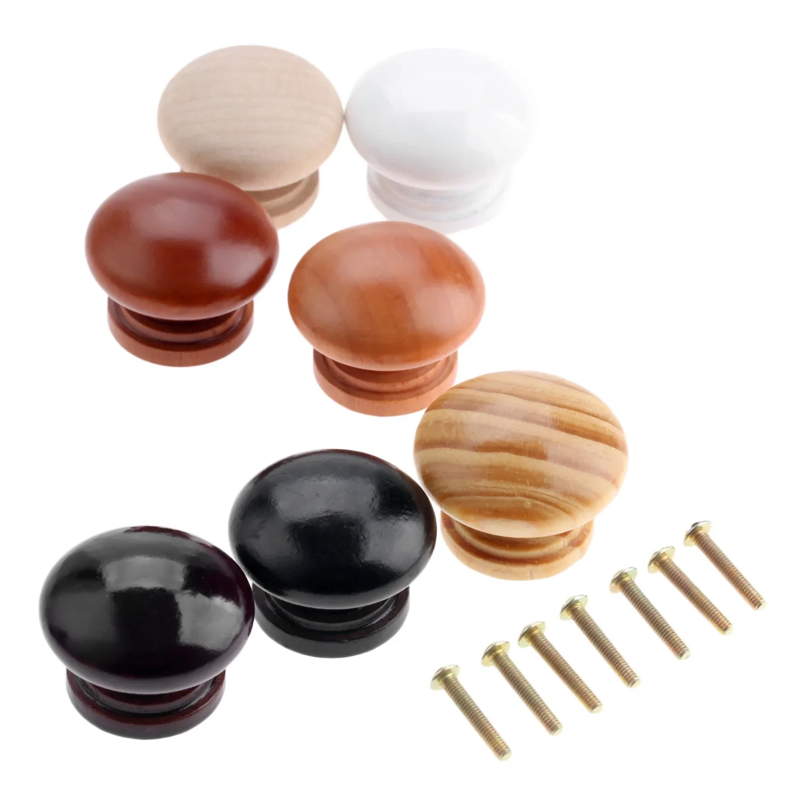 5 adet Beyaz Yuvarlak Mantar Ahşap kapı topuzu ve kolları Dolap Dolap Çekmece Dresser Dolap Dolap Çeker Mutfak Donanım