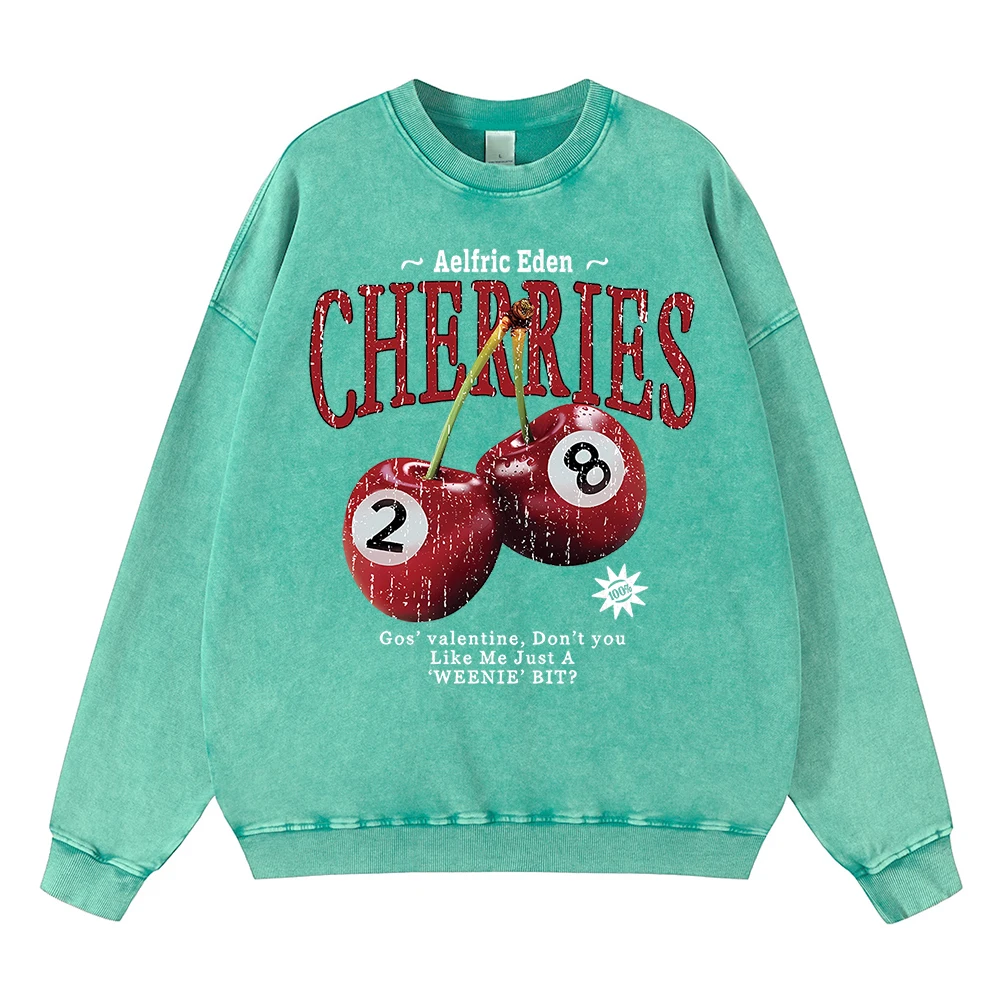 Vintage Distressed Washing Aelfric Eden Cherries Billiards 8 Hoody Men Streetwear Hip Hop Hoodie Loose Cotton Oversized Clothing