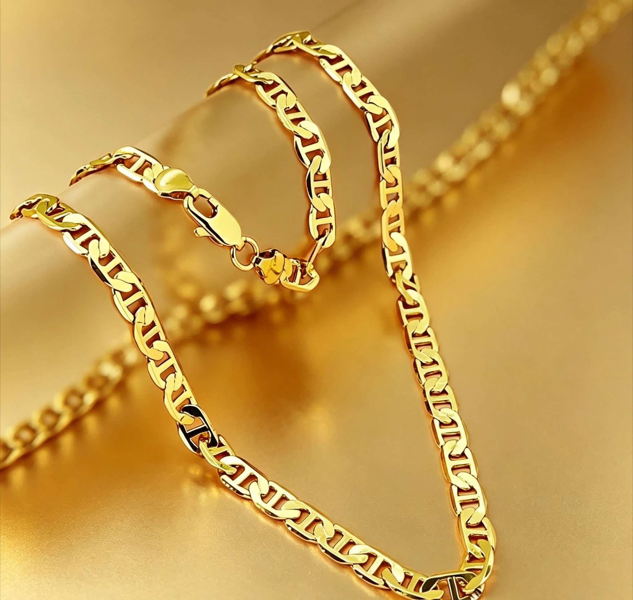 18K AU750 Pure Gold real gold Men's 6MM Japanese Necklace Cuba Necklace  Giving a gift to a friend