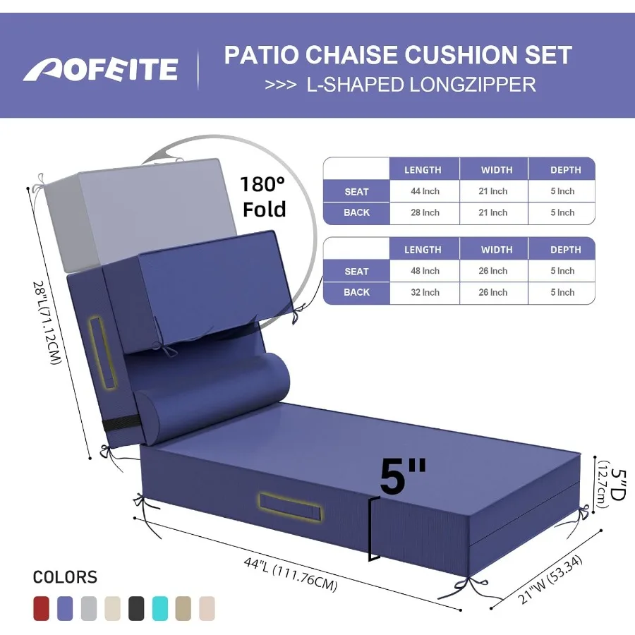 وسائد صالة Olefin الخارجية مع وسادة 72 بوصة × 21 بوصة × 5 بوصة مقاومة للماء ومقاومة للبهتان وأثاث الفناء كرسي صالة P