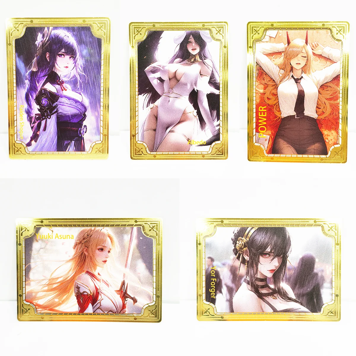 88 x63mm Diy Self Made Goddess Story Kochou Shinobu Makima Rem Collection Card Gold Metal Card Yuuki Asuna Anime Card Gift Toys