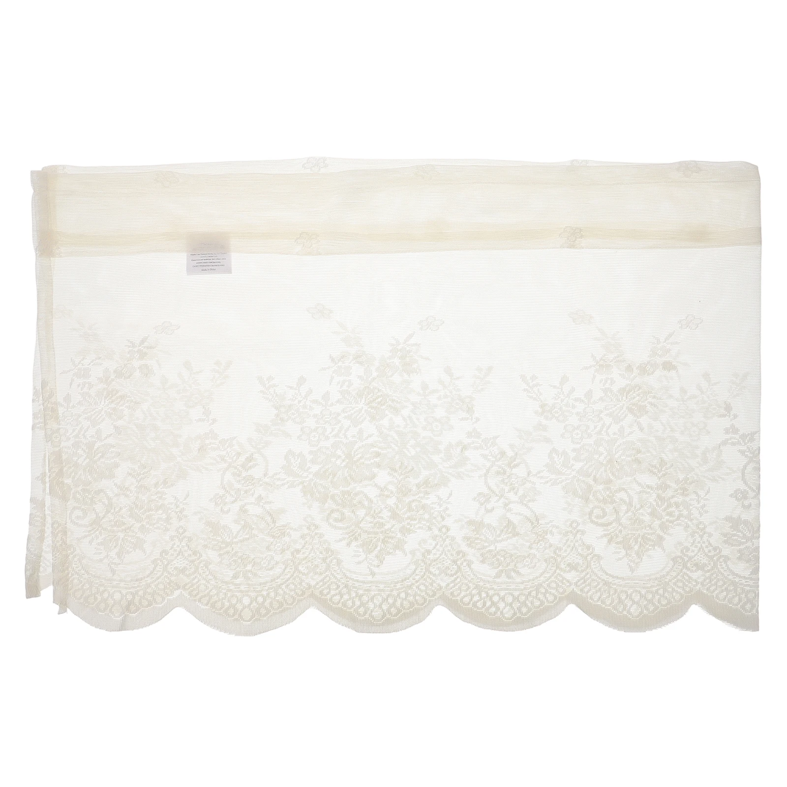 

Lace Curtains Soft Sheer Valance Single Window Beige Color Kitchen Valances Vintage Short for Windows