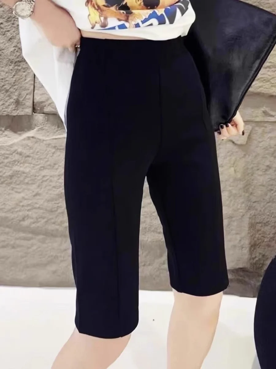 Pantalon d'équitation taille haute cinq-quarts pour femmes, début d'automne, taille élastique, jambe droite, couche de Base, orts