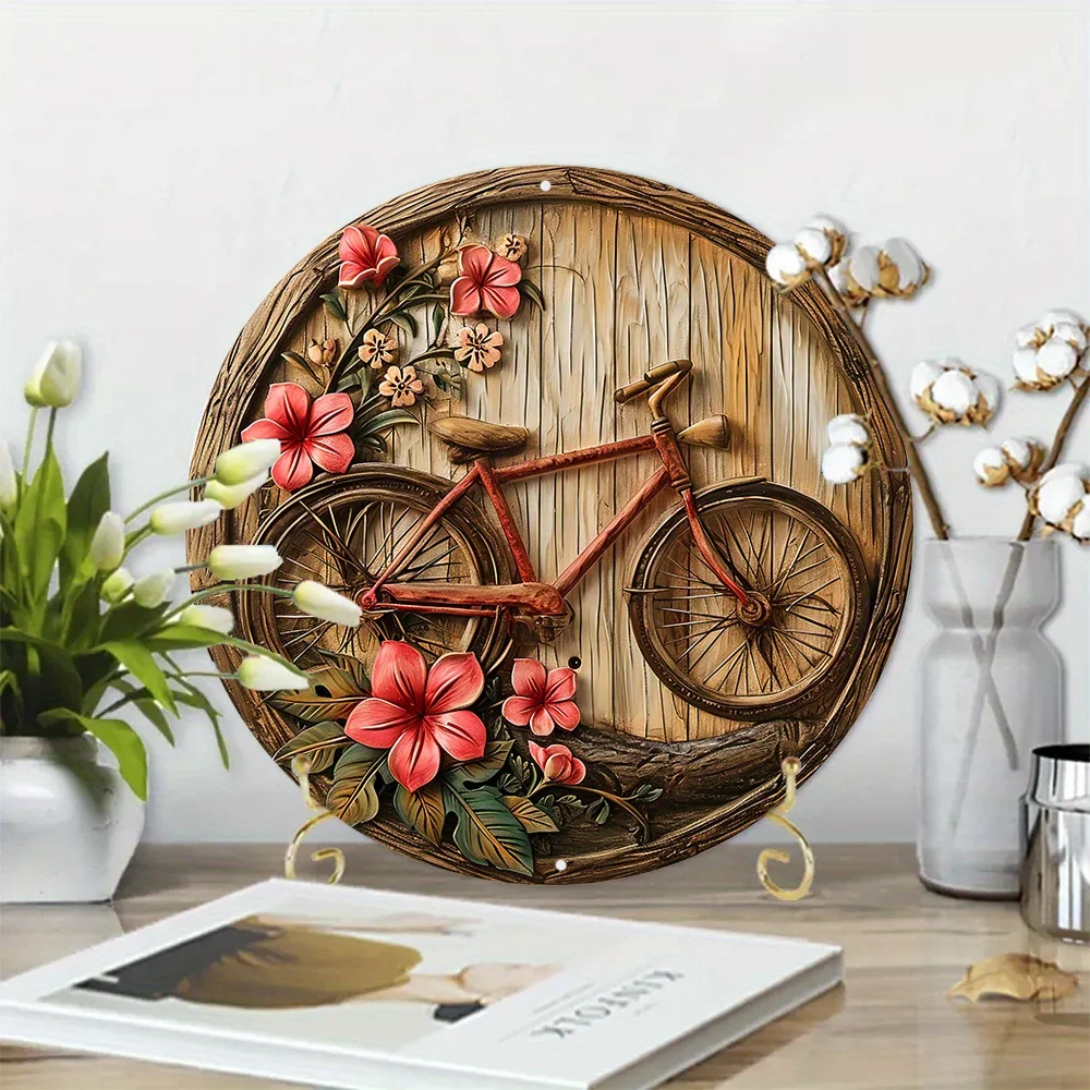 Round Metal Aluminum Sign Art Painting Wreath Decorative Plates Entrance Decor Gift Mask Theme For Bar Club Home Room Wall Decor
