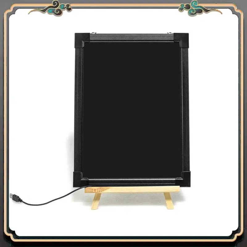 ASMA-Dry Erase LED Board 30X40cm Erasable Writing Message Drawing Sign Board With Markers Wood Bracket For Home US Plug