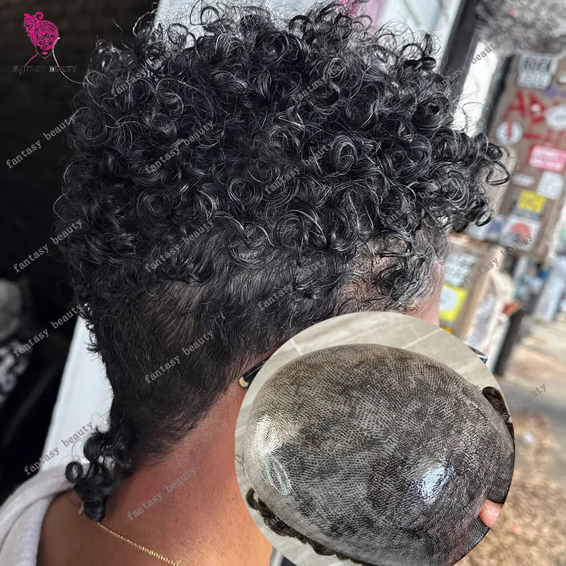 

1B20 1B80 Черный Коричневый Серый 100% Человеческие Волосы Парик для Мужчин 15 мм Афро Прическа Шиньоны Вьющиеся Прочные Тонкие Микро Кожа Протезы