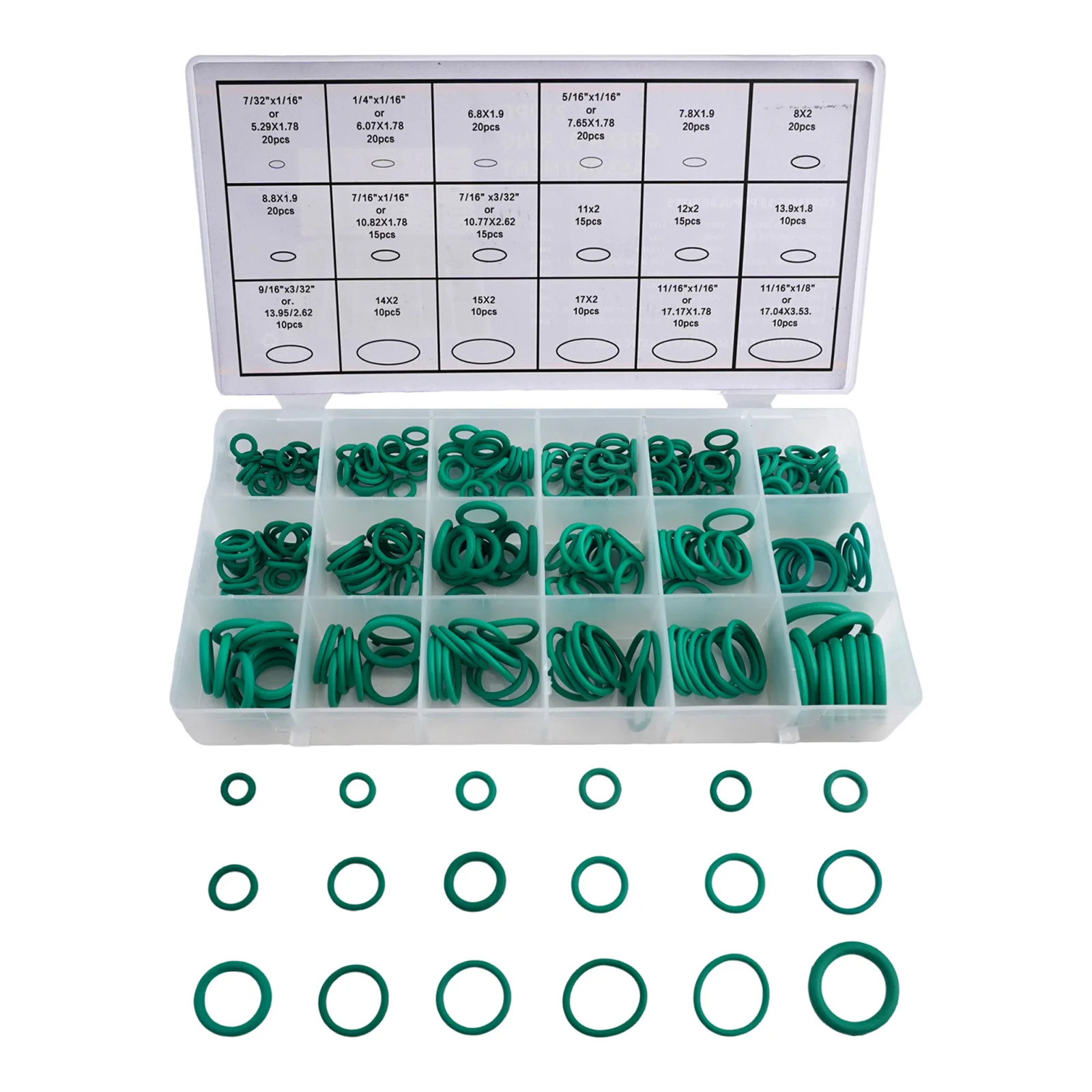 New R134a Sealing O-rings Seal Set Sealing Ring A/C Accessories Green With Plastic Case For Car Air Conditioning