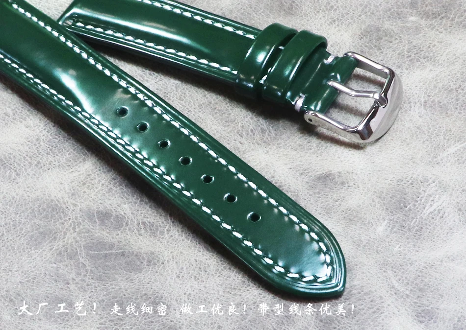 18mm 19mm 20mm 21mm 22mm Handmade Dermis Black Green Strap True Belt Wrist Band Real Leather Men Replace Watchband Watch Chain