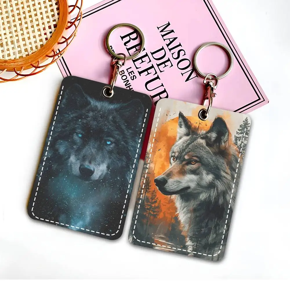 

Брелок-картхолдер из ПУ кожи Wolf для ключей, брелок для дверных замков, брелок для ID-карт