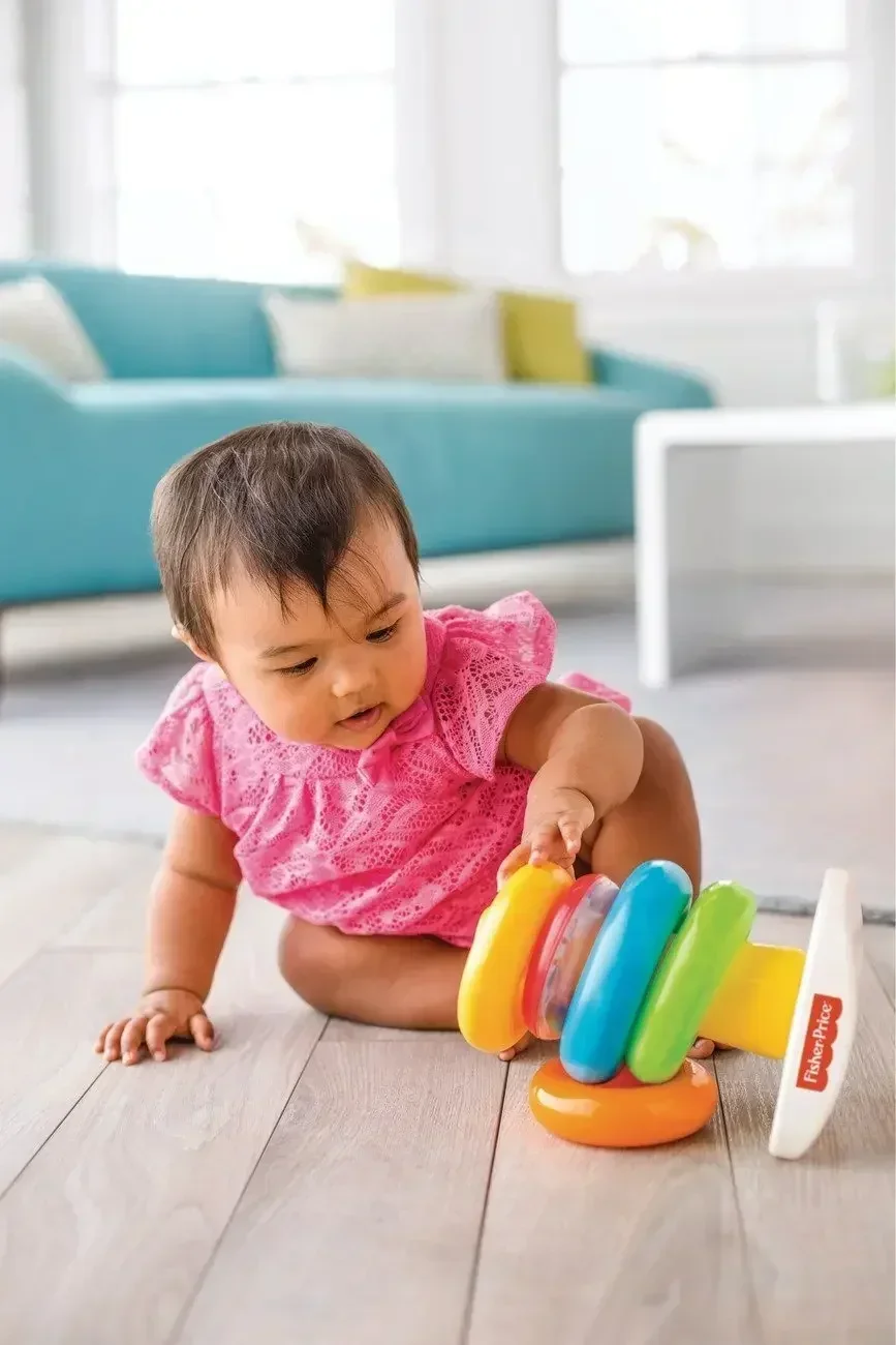 ของเล่นเด็ก 0-36 เดือน Stack Up Nesting Rainbow Tower แหวนการเรียนรู้ Brilliant พื้นฐาน Rock-a-Stack Rattle Pop วงกลมของเล่น