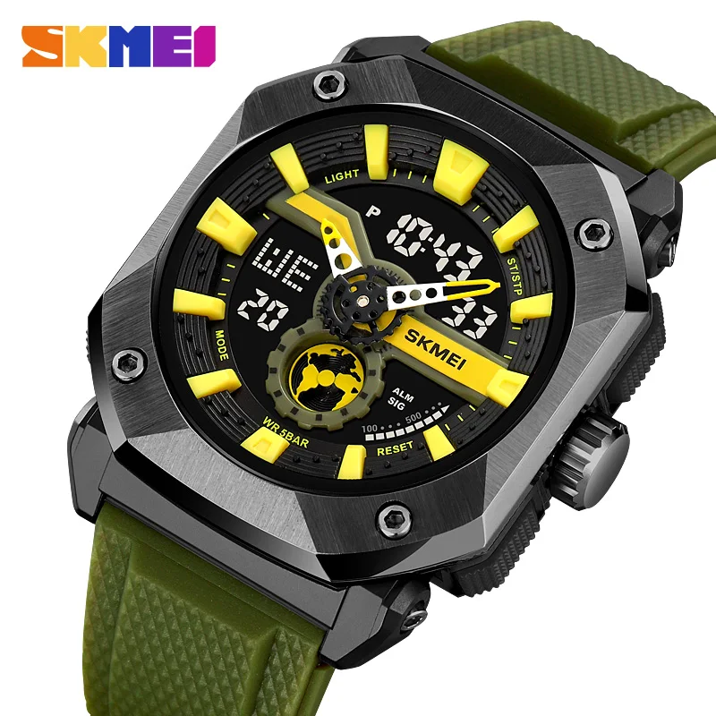 SKMEI 2272 Stopwatch  Multifunctional 3 Time Countdown Sport Watch Male LED Light Digital Wristwatches For Men 5Bar Waterproof