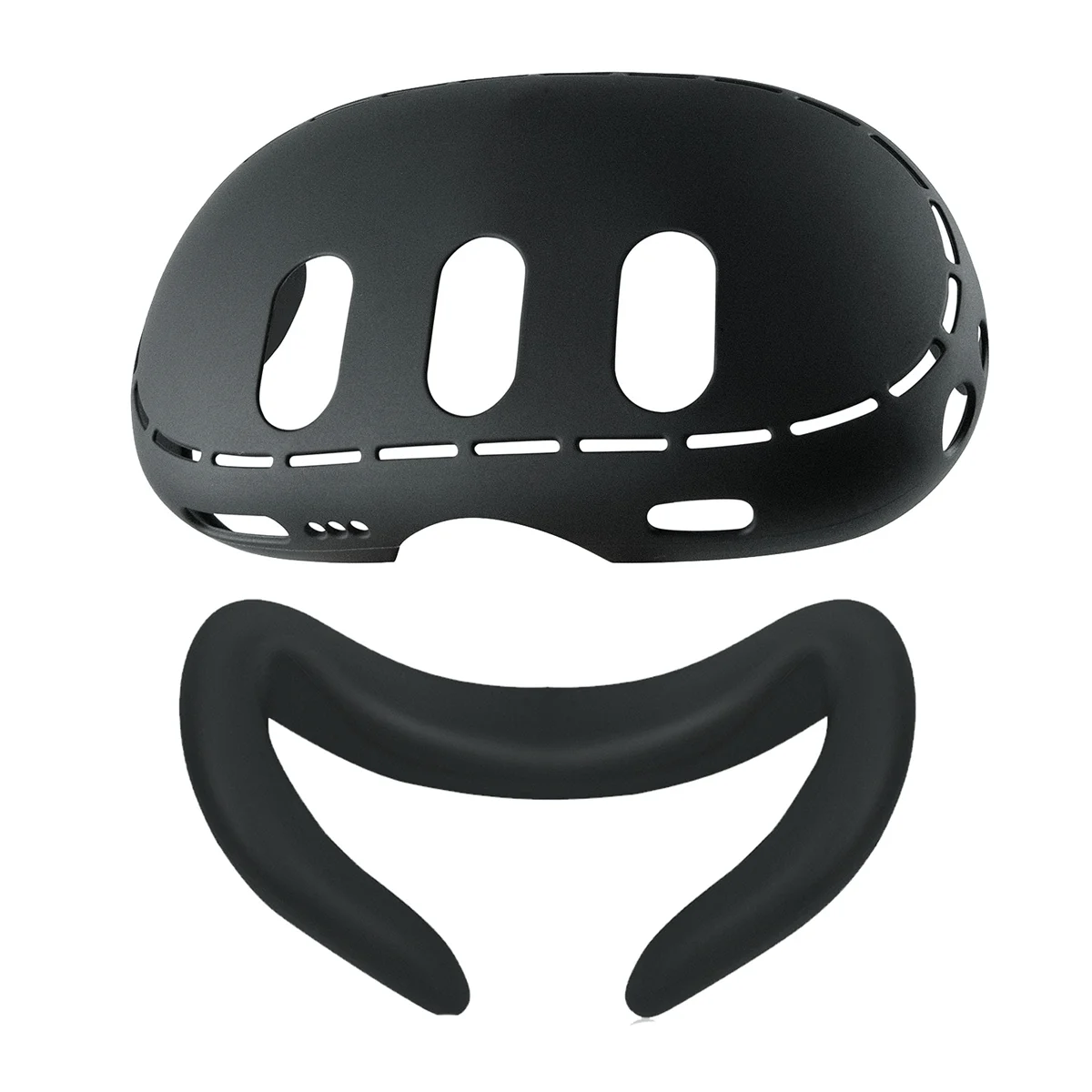 حافظة من السيليكون لـ Meta Quest 3 + مجموعة غطاء الوجه لـ Meta Quest 3 حافظة واقية ملحقات الواقع الافتراضي باللون الأسود