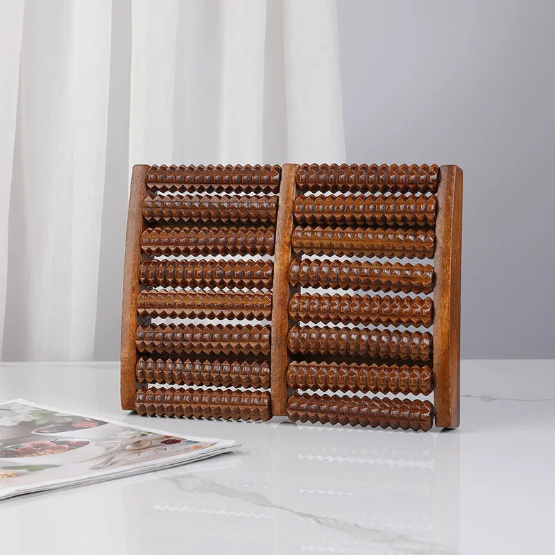 

Eight rows solid wooden roller foot massager pedicure machine foot brush wooden feet meridians foot massager