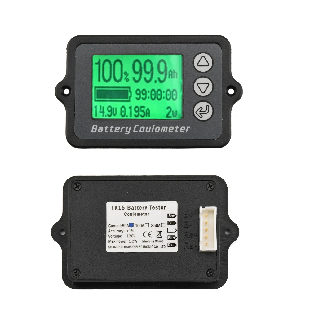 DC 8-80V 50A Battery Coulometer TK15 Battery Capacity Tester Ammeter Voltmeter Voltage Current Power Meter